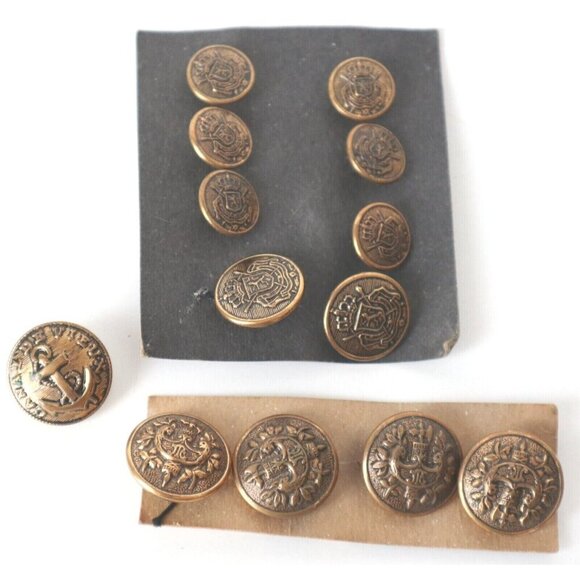 30 Vintage Military Buttons Metal Shank Airplane Anchor Royal Canadian Regiment - Picture 2 of 5